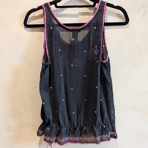 Vivienne Tam black chiffon embroidered pink floral top - small - Picture 6 of 6